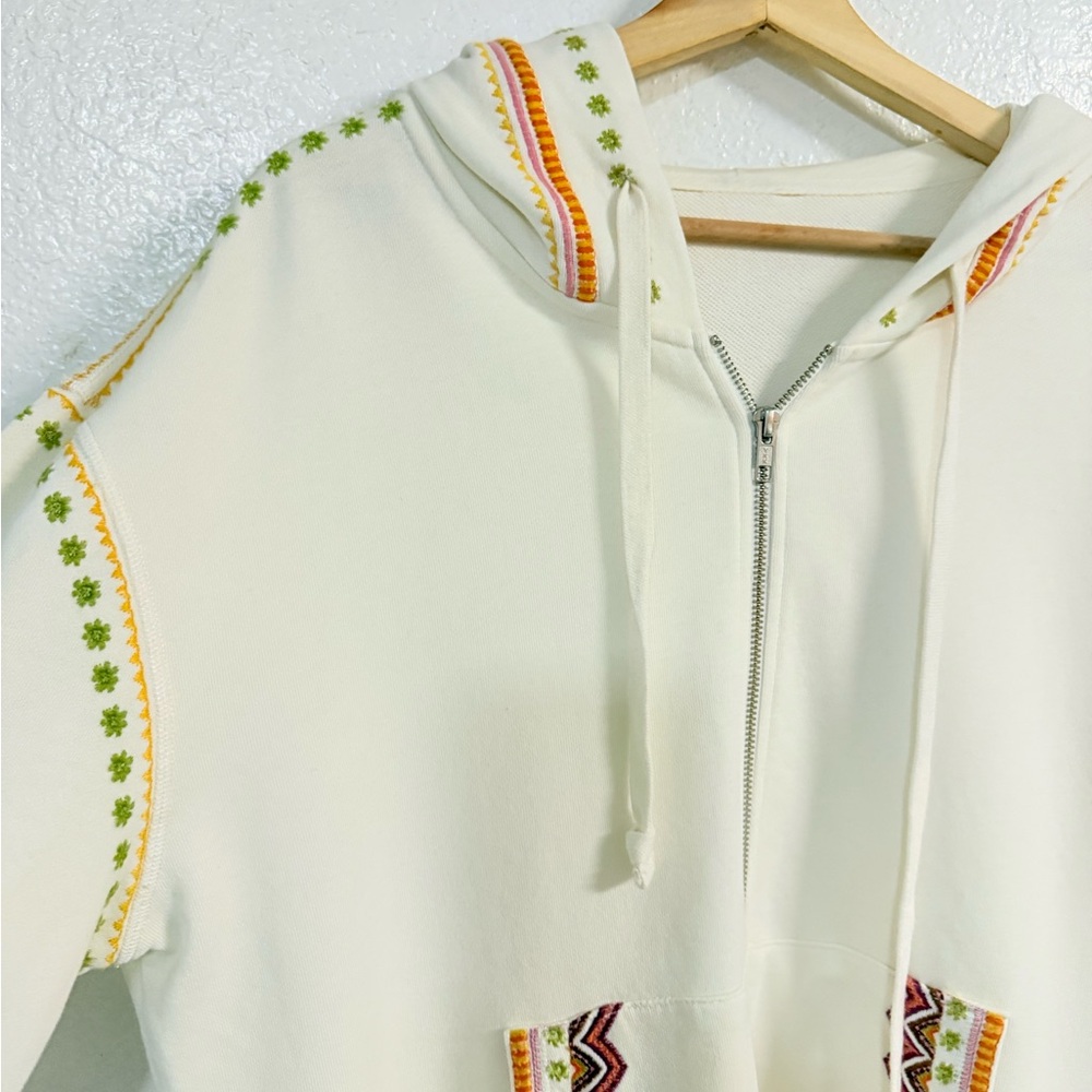 Driftwood Cotton Sweatshirt Zip Jacket Embroidered Teddy Hoodie Ivory size XL - Picture 7 of 14